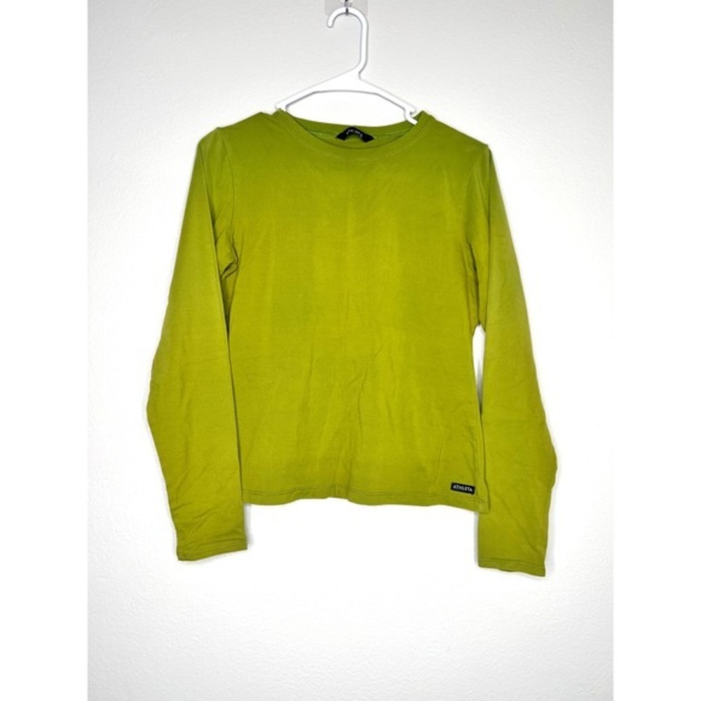 Athleta Long Sleeve Crew Neck Top Lime‎ Green Athletic Casual Size S